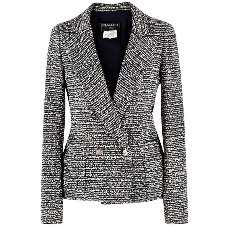 Vintage Chanel Jacket in White Tweed with Black trim 1993 singulié #27 Vintage Chanel Jacket in White Tweed with Black trim 1993 singulié